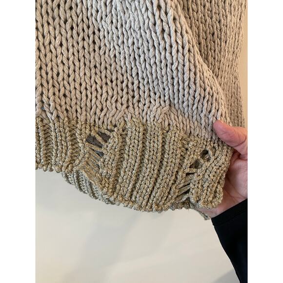 Moth  by Anthropologie Gray Distressed Metallic Trim Hooded Sweater Size XS - Picture 4 of 9